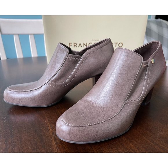 FRANCO SARTO Taupe Leather 2.75" Heel Loafer Shoes Slip On Size 8.5 M NEW IN BOX - Picture 3 of 12